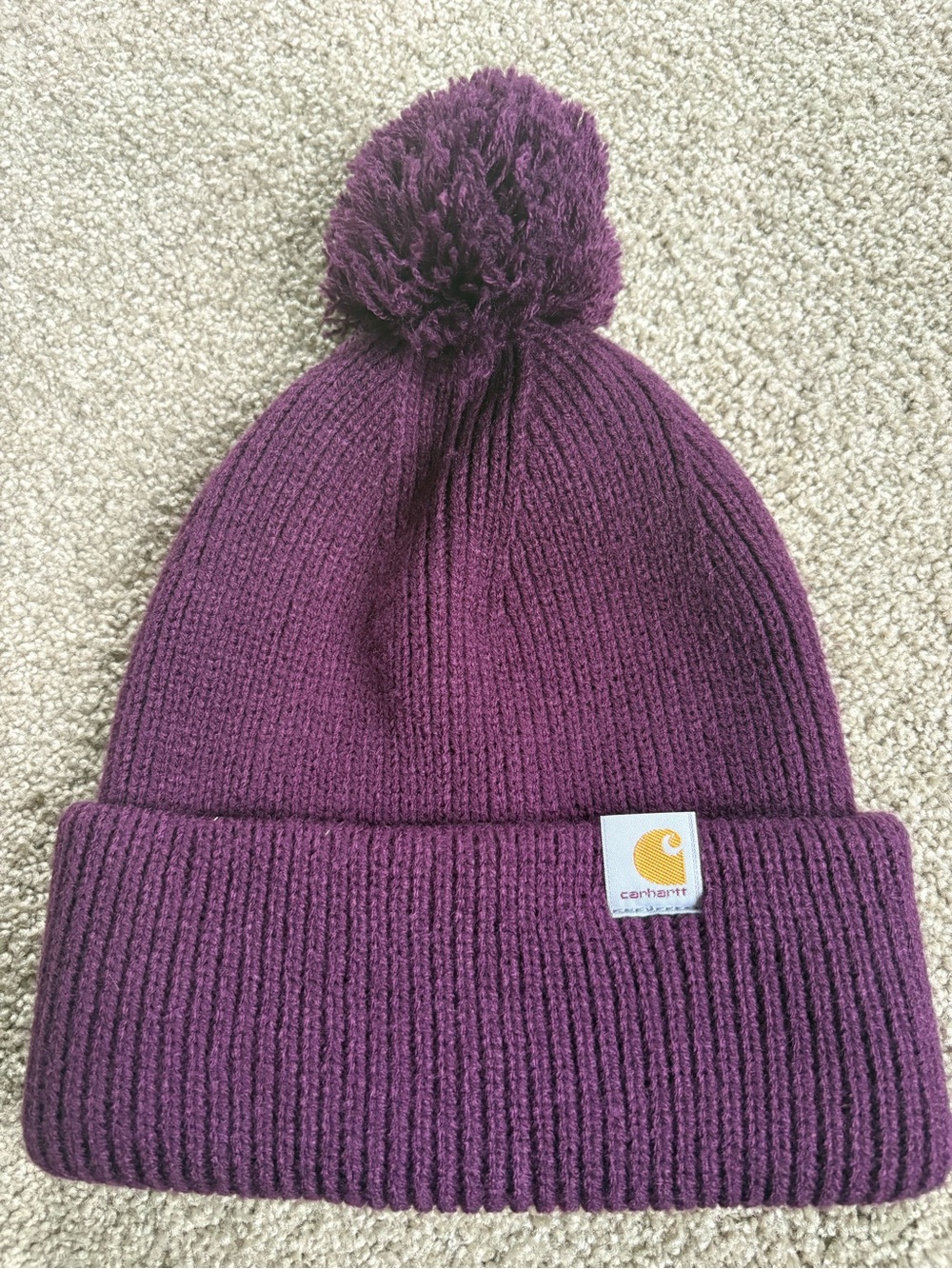 Carhartt Pom Beanie Hat in Deep Purple